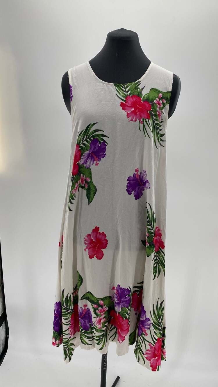 Hilo Hattie Island Floral Print Sleeveless Tank Dress